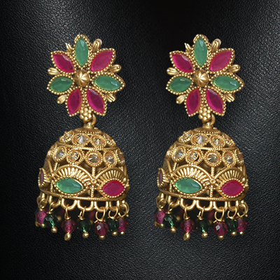 "1grm Fancy Gold coated Ear tops (Jhumkas)- MGR-1103-001 - Click here to View more details about this Product